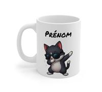 Teecustom Tasse Poule qui Dab Personnalisable - Mug Humoristique avec Prénom - Cadeau Original Poule Fun (Chat)