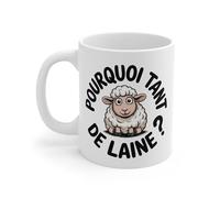 Teecustom Tasse Pourquoi Tant de Laine - Mug Mouton Drôle Kawaii - Idée cadeau amusant humour animal Céramique 325ml