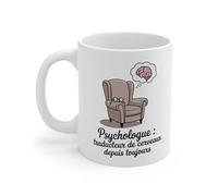 Teecustom Tasse Psychologue Cadeau - Mug Humour Cerveau et Fauteuil - Métier Psychologie Original Céramique 325ml