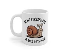 Teecustom Tasse Retraité Drôle - Mug Escargot “Ne Me Stresse Pas Je Suis Retraité” - Cadeau Humour Céramique 325ml