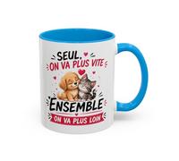 Teecustom Tasse Seul On Va Plus Vite Ensemble On Va Plus Loin - Mug Chien Chat Amour Amitié - Cadeau Mignon 325ml