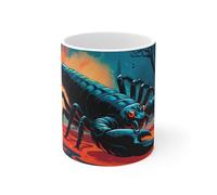 Teecustom Tasse Signe Scorpion - Mug Zodiaque Céramique 325 ml - Art Mystique Bleu et Rouge - Cadeau Astrologique Intense