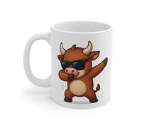 Teecustom Tasse Taureau Rigolo - Mug Cartoon Dab - Cadeau Drôle Taureau Animal