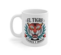 Teecustom Tasse Tigre 325ml - Mug El Tigre Fuerza et Honneur - Design Animal Sauvage Motivant - Cadeau Original Céramique