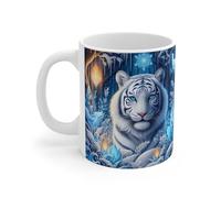 Teecustom Tasse Tigre Blanc Hiver Féérique - Mug Forêt Enneigée Fantaisie - Cadeau Animal Glacial Majestueux 325ml