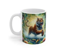 Teecustom Tasse Tigre Jungle Cascade - Mug Panoramique Fantaisie - Cadeau Animalier Exotique Céramique 325ml