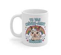 Teecustom Tasse Tu Vas Chèvre-ment Réussir - Mug Chèvre Licorne Arc-en-Ciel - Cadeau Humour Motivation 325ml