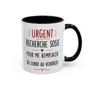 Teecustom Tasse Urgent Recherche Sosie Pour Me Remplacer Du Lundi Au Vendredi - Mug Humour Bureau Travail - Cadeau Homme Femme 325ml