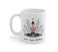 Teecustom Tasse Yoga Zen - Mug Inspire Expire Recharge - Cadeau Méditation Bien-Être Relaxation 325ml Céramique