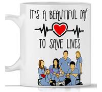 TeeDesign Mug Gadget Grey's Anatomy C'est une belle journée pour sauver des vies. Tasse hommage pour cadeau série TV