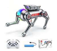 Teeggi Chien robot intelligent avec panier de rangement amovible, jouet robot pour enfants de 3 à 12 ans, commande vocale, plus de 30 actions et possibilités de programmation, effets lumineux