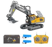 Teeggi Pelleteuse télécommandée 1/20 pour garçons et enfants à partir de 6 à 12 ans, pelleteuse RC 11 canaux avec pelle en métal, rotation à 680°, lumière et effets sonores