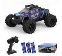 Teeggi Voiture télécommandée 1/14 pour adultes, vitesse maximale de 100 km/h, moteur sans balais 3S RC haute vitesse tout-terrain, voiture de course 4WD Off Road Race Buggy, 3 batteries (violet)