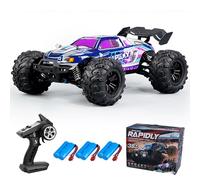 Teeggi Voiture télécommandée 1/16 50 km/h RC haute vitesse tout-terrain Drift voiture de course 2,4 G moteur brosse de charbon 4WD Off Road Race Buggy 3 batteries (violet)
