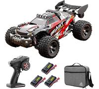 Teeggi Voiture télécommandée 1/18 pour adultes avec sac à dos, 60 km/h, 4WD Off Road Race Buggy, moteur sans balais RC haute vitesse, voiture de course tout-terrain, 3 batteries (rouge)