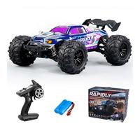 Teeggi Voiture télécommandée 50 km/h 1/16 RC haute vitesse tout-terrain Drift voiture de course 2,4 G moteur brosse de charbon 4WD Off Road Race Buggy pour adultes, 1 batterie (violet)