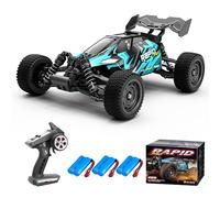 Teeggi Voiture télécommandée pour Adultes à 70 km/h, Voiture RC à Moteur sans balais à Haute Vitesse Tout-Terrain Drift Voiture de Course, Buggy de Course Tout-Terrain 4WD 3 Batteries (Bleu)