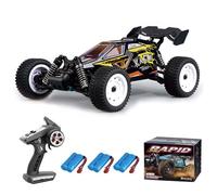 Teeggi Voiture télécommandée pour adultes, RC Drift à 50 km/h, voiture de course 1/16 tout-terrain, télécommande tout-terrain, buggy de course 4WD tout-terrain, 3 piles (Jaune)