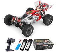 Teeggi WLtoys 144001 Voiture télécommandée 60 km/h, 1/14 RC Véhicule tout terrain 4WD RC Haute vitesse Offroad Drift, batterie 2600 mAh mise à niveau 45 min de plaisir de conduite 3 batteries (rouge)