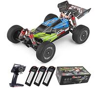 Teeggi WLtoys 144001 Voiture télécommandée, véhicule tout-terrain RC 1/14 4WD 60 km/h RC 2600 mAh Batterie mise à niveau haute vitesse Offroad Drift 45 min Plaisir de conduite 3 batteries (bleu)