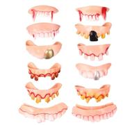 Teegxddy 12 Pièces Dentier Humour,Bob Dents Drôles,Dents de Vampire d'Halloween, Adaptés aux Fêtes Costumées d'Halloween,Jeu de Rôle