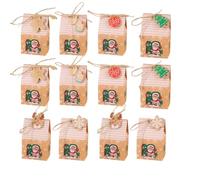 Teegxddy 12Pcs Boîte Cadeau Noël Étiquette avec Cordon Ballotin Bonbonnière en Forme de Maison pour Biscuit Bonbon Chocolat Bijoux
