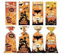 Teegxddy 50pcs Sachet Halloween Sacs Bonbons,Sachet Bonbons Halloween,Pochette Cadeau Cellophane Pour Anniversaire(12.5 * 27cm