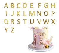 Teegxddy 52 pcs A-Z Lettre Gâteau Topper Lettres Capitale Alphabet Or en Miroir Acrylique Décoration Joyeux Anniversaire Gâteau Topper pour Mariage Anniversaire Fête Célébration
