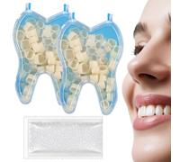 Teegxddy Kit de 100 Prothèses Dentaires,facette dentaire,Dents Antérieures et Postérieures Dentier Provisoire,Pour les Dents de Devant, les Molaires,Avec 20g Ciment Dentaire