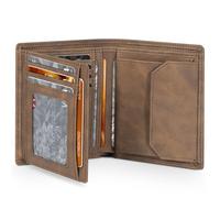 TEEHON Portefeuille Homme en Cuir avec Blocage RFID, 12 Emplacements pour Cartes, 1 ID & Photo Window, Sac à Monnaie, 2 Compartiment à Billets, Portefeuille pour Homme avec Boite Cadeau - Marron