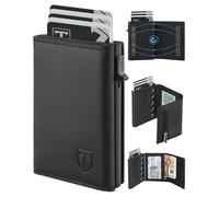TEEHON Portefeuille Homme en Cuir, Porte-Cartes avec Blocage RFID, 8 Porte Carte Crédit, Porte Carte Bancaire avec Compartiment à Billets et Poche à Monnaie - Noir