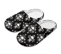 teeinprint Chaussons d'intérieur lavables et réutilisables à bout fermé pour homme et femme - Motif tête de mort - Pour spa, hôtel, voyage, Squelette., 43/44 EU