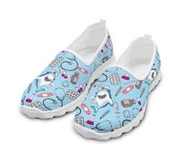 teeinprint Chaussures de marche médicales confortables en maille pour femme - Chaussures de course à pied, sport de plein air, fitness, Cartoon Shark Medical, 36 EU