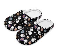 teeinprint Pantoufles d'intérieur réutilisables pour homme et femme - Confortables - Bout fermé, Tête de mort hippie, 37/38 EU