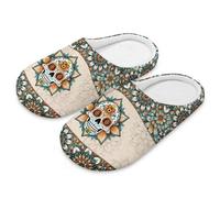 teeinprint Pantoufles réutilisables pour homme et femme - Confortables - Bout fermé, Tête de mort fleur, 38.5/39.5 EU