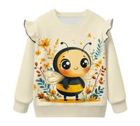 teeinprint Sweats à manches longues confortables à volants et col rond pour filles, Fleur d'abeille., 4-5 ans