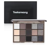 Teekerwang 15 Colors Black White Smokey Eye Shadow Palette Makeup, Dark Grey Smokey Goth Makeup Pallet, Neutral Matte Shimmer High Pigmented Basic Black White Gray Eyeshade for Halloween (15 Colors.)