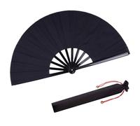 TEEKU Éventails claquants pour danse en ligne - 33 x 63 cm - Pliable à la main - Robe d'événement pour femme (noir, taille unique)