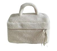 TEEKU Grande trousse de maquillage Y2k - En polaire - Esthétique - Pour sac à main, beige, Taille unique