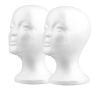 TEEKU Lot de 2 mannequins femme en mousse de polystyrène pour perruques, lunettes, chapeaux, postiches, après-shampoing pour cheveux secs et abîmés 4C (blanc, taille unique)