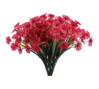 TEEKU Lot de 6 bouquets de fleurs artificielles en soie pour décoration de mariage Rose vif Taille unique