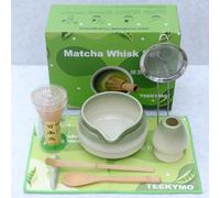 TEEKYMO Matcha Kit 8 Pièces, Matcha Set - Fouet à Matcha en Bambou, Bol à Matcha, Service à Thé Japonais Kit Matcha Complet pour Convient à la Préparation de Thé Matcha pour la Maison
