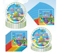 Teeloray Assortiments Rentrée Scolaire Vaisselle de Fete, Décoration Rentrée des Classes pour 20 Invités Compris Assiette Serviette Décoration de Table pour Garçon et Fille, Bleu