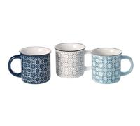 Teemando Cha Cult Azura Lot de 3 gobelets assortis en grès avec revêtement doré, 0,3 l, H 8,6 cm, Ø 9,2 cm