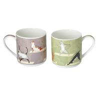 Teemando Cha Cult Gobelet Yoga Cats Fine Bone China avec effet raised 2 couleurs assorties 0,35 l H 9,2 cm Ø 8,8 cm