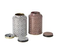 Teemando Cha Cult Leo Print Boîte ronde en fer blanc avec couvercle intérieur mat 13,5 cm Ø 9 cm