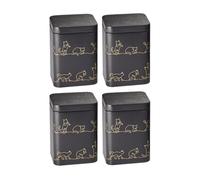 Teemando Cha Cult Shadow Lot de 4 boîtes rectangulaires en fer blanc avec couvercle mat 7,3 x 7,3 x 10 cm