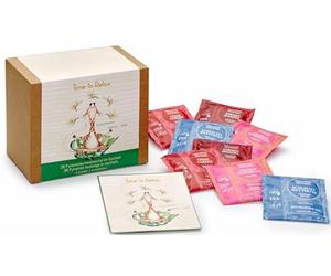 teemando® Coffret cadeau "Time to Relax" avec 28 sachets pyramidaux (4 variétés de 7 sachets), 7 sachets de 3 g, 7 sachets de 3,5 g, 14 sachets de 4 g avec 1 carte produit