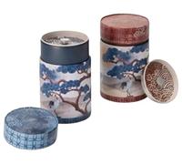 Teemando® Crane Boîte ronde 150 g fer-blanc avec bouchon aromatique 2 compartiments H 11,7 cm Ø 7,5 cm