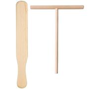 teemando® Lot de 2 spatules à crêpes et répartiteur en bois de hêtre de 30 cm pour crêpes, pancakes, jambon palates